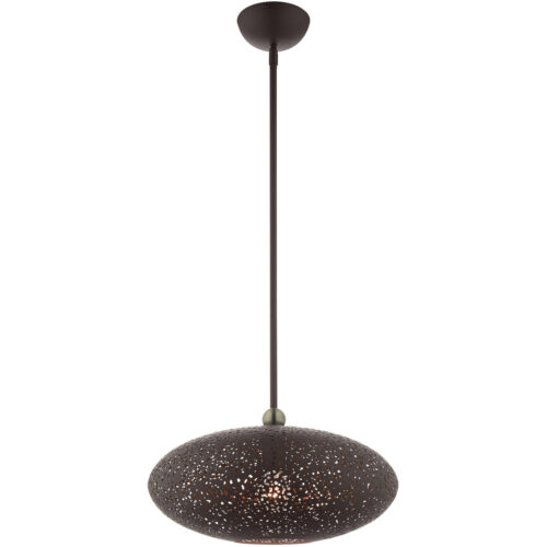 3 Light Bronze Pendant light Hanging Light Fixture with Bronze Filigreed Ornamental Metal with Gold finish Inside Shade-Lighting LumensPendant Lights