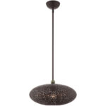 3 Light Bronze Pendant light Hanging Light Fixture with Bronze Filigreed Ornamental Metal with Gold finish Inside Shade-Lighting LumensPendant Lights