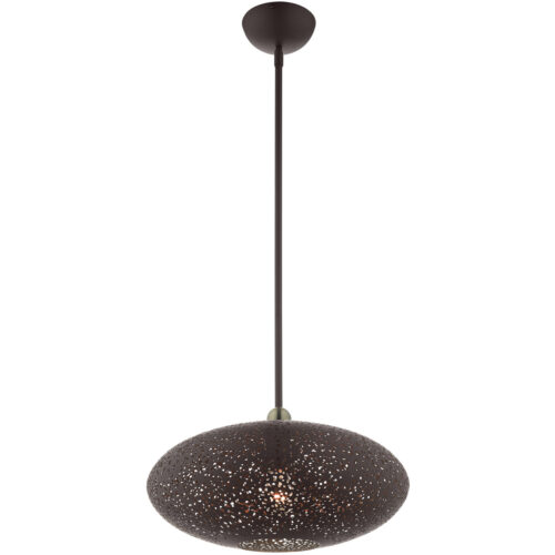 3 Light Bronze Pendant light Hanging Light Fixture with Bronze Filigreed Ornamental Metal with Gold finish Inside Shade-Lighting LumensPendant Lights