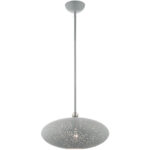 3 Light Nordic Gray Pendant light Hanging Light Fixture with Nordic Gray Filigreed Metal with White finish Inside Shade-Lighting LumensPendant Lights