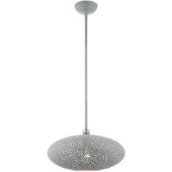 3 Light Nordic Gray Pendant light Hanging Light Fixture with Nordic Gray Filigreed Metal with White finish Inside Shade-Lighting LumensPendant Lights