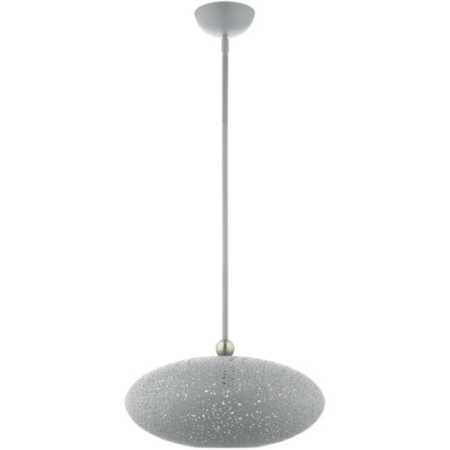 3 Light Nordic Gray Pendant light Hanging Light Fixture with Nordic Gray Filigreed Metal with White finish Inside Shade-Lighting LumensPendant Lights