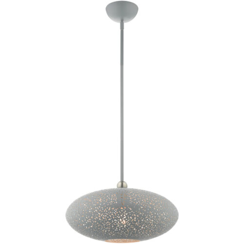 3 Light Nordic Gray Pendant light Hanging Light Fixture with Nordic Gray Filigreed Metal with White finish Inside Shade-Lighting LumensPendant Lights