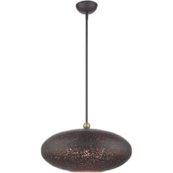 3 Light Bronze Pendant light Hanging Light Fixture with Bronze Filigreed Ornamental Metal with Gold finish Inside Shade-Lighting LumensPendant Lights