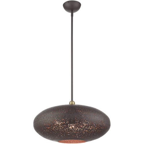 3 Light Bronze Pendant light Hanging Light Fixture with Bronze Filigreed Ornamental Metal with Gold finish Inside Shade-Lighting LumensPendant Lights