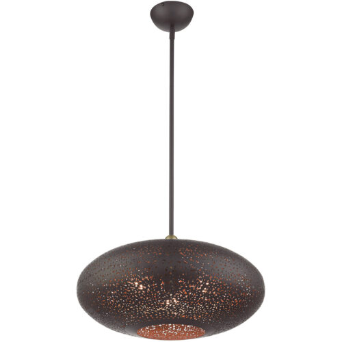 3 Light Bronze Pendant light Hanging Light Fixture with Bronze Filigreed Ornamental Metal with Gold finish Inside Shade-Lighting LumensPendant Lights