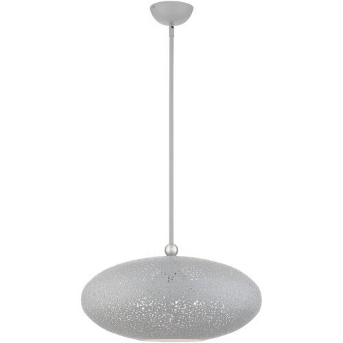 3 Light Nordic Gray Pendant light Hanging Light Fixture with Nordic Gray Filigreed Metal with White finish Inside Shade-Lighting LumensPendant Lights