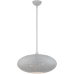 3 Light Nordic Gray Pendant light Hanging Light Fixture with Nordic Gray Filigreed Metal with White finish Inside Shade-Lighting LumensPendant Lights