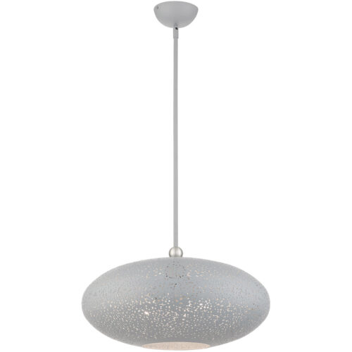 3 Light Nordic Gray Pendant light Hanging Light Fixture with Nordic Gray Filigreed Metal with White finish Inside Shade-Lighting LumensPendant Lights