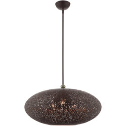 3 Light Bronze Pendant light Hanging Light Fixture with Bronze Filigreed Ornamental Metal with Gold finish Inside Shade-Lighting LumensPendant Lights