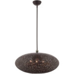 3 Light Bronze Pendant light Hanging Light Fixture with Bronze Filigreed Ornamental Metal with Gold finish Inside Shade-Lighting LumensPendant Lights