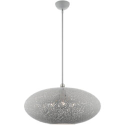 3 Light Nordic Gray Pendant light Hanging Light Fixture with Nordic Gray Filigreed Metal with White finish Inside Shade-Lighting LumensPendant Lights