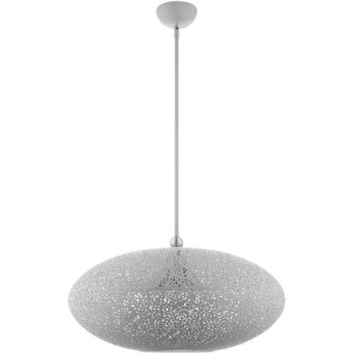 3 Light Nordic Gray Pendant light Hanging Light Fixture with Nordic Gray Filigreed Metal with White finish Inside Shade-Lighting LumensPendant Lights