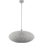 3 Light Nordic Gray Pendant light Hanging Light Fixture with Nordic Gray Filigreed Metal with White finish Inside Shade-Lighting LumensPendant Lights