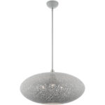 3 Light Nordic Gray Pendant light Hanging Light Fixture with Nordic Gray Filigreed Metal with White finish Inside Shade-Lighting LumensPendant Lights