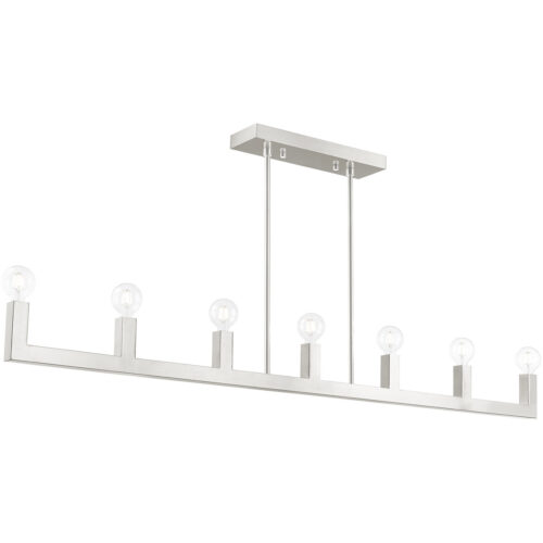 16.5 inch 7 Light Brushed Nickel Linear Chandelier with Stainless Steel base Shade-Lighting LumensChandeliers