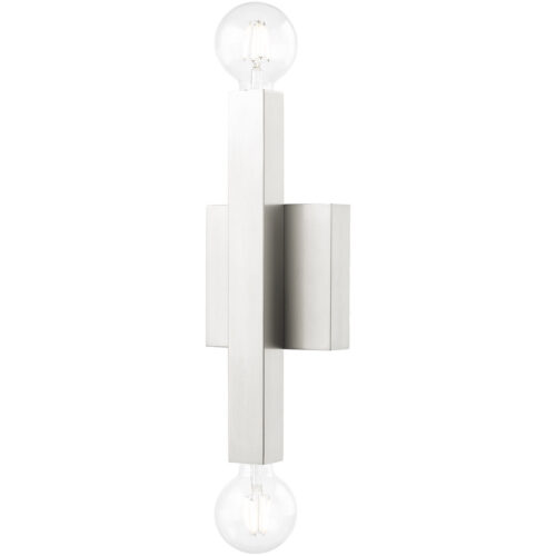 5.5 inch 2 Light Brushed Nickel ADA Wall Sconce with Stainless Steel base material-Lighting LumensWall Sconces