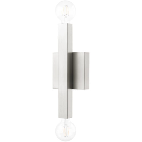 5.5 inch 2 Light Brushed Nickel ADA Wall Sconce with Stainless Steel base material-Lighting LumensWall Sconces