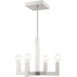 4 Light Brushed Nickel Chandelier with Stainless Steel base Shade-Lighting LumensChandeliers