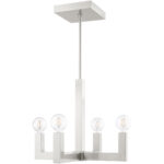 4 Light Brushed Nickel Chandelier with Stainless Steel base Shade-Lighting LumensChandeliers