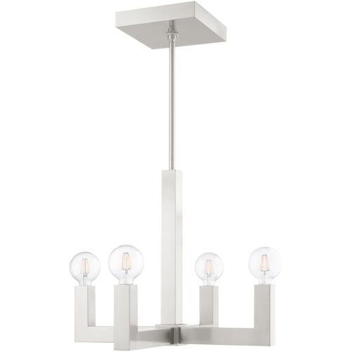 4 Light Brushed Nickel Chandelier with Stainless Steel base Shade-Lighting LumensChandeliers