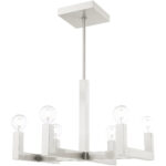 24.375 inch 6 Light Brushed Nickel Chandelier with Stainless Steel base Shade-Lighting LumensChandeliers