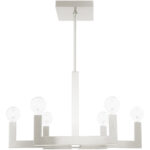 24.375 inch 6 Light Brushed Nickel Chandelier with Stainless Steel base Shade-Lighting LumensChandeliers