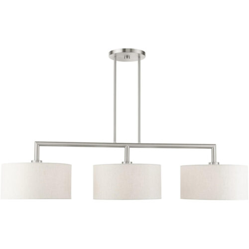 49293-91 3 Light Brushed Nickel Linear Chandelier-Lighting LumensChandeliers