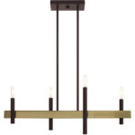 7.25 inch 4 Light Bronze Linear Chandelier with Steel base material-Lighting LumensChandeliers