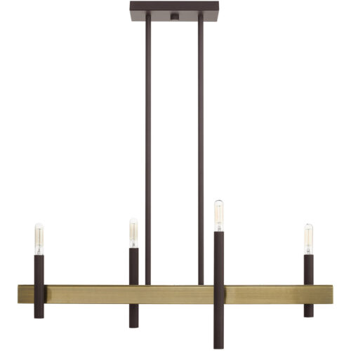 7.25 inch 4 Light Bronze Linear Chandelier with Steel base material-Lighting LumensChandeliers