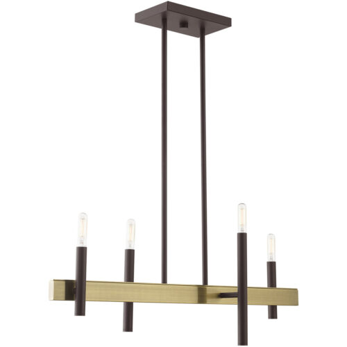 7.25 inch 4 Light Bronze Linear Chandelier with Steel base material-Lighting LumensChandeliers