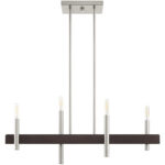 7.25 inch 4 Light Brushed Nickel Linear Chandelier with Steel base material-Lighting LumensChandeliers