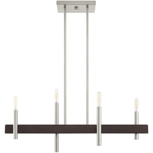 7.25 inch 4 Light Brushed Nickel Linear Chandelier with Steel base material-Lighting LumensChandeliers