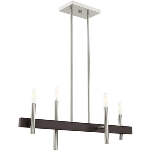 7.25 inch 4 Light Brushed Nickel Linear Chandelier with Steel base material-Lighting LumensChandeliers