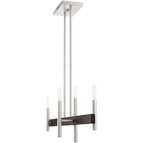 7.25 inch 4 Light Brushed Nickel Linear Chandelier with Steel base material-Lighting LumensChandeliers