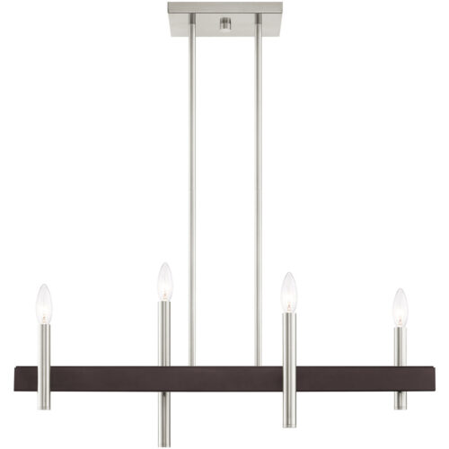 7.25 inch 4 Light Brushed Nickel Linear Chandelier with Steel base material-Lighting LumensChandeliers