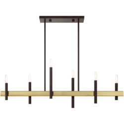 7.25 inch 6 Light Bronze Linear Chandelier with Steel base material-Lighting LumensChandeliers