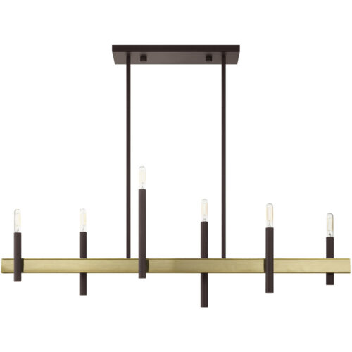 7.25 inch 6 Light Bronze Linear Chandelier with Steel base material-Lighting LumensChandeliers