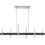 7.25 inch 6 Light Brushed Nickel Linear Chandelier with Steel base material-Lighting LumensChandeliers