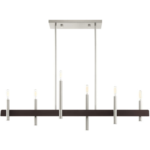 7.25 inch 6 Light Brushed Nickel Linear Chandelier with Steel base material-Lighting LumensChandeliers