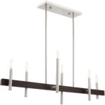 7.25 inch 6 Light Brushed Nickel Linear Chandelier with Steel base material-Lighting LumensChandeliers