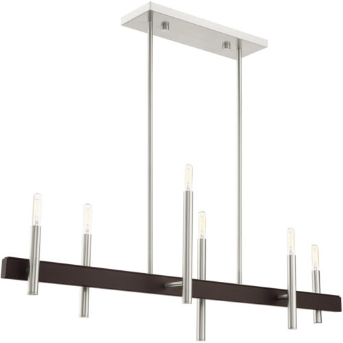 7.25 inch 6 Light Brushed Nickel Linear Chandelier with Steel base material-Lighting LumensChandeliers