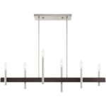 7.25 inch 6 Light Brushed Nickel Linear Chandelier with Steel base material-Lighting LumensChandeliers