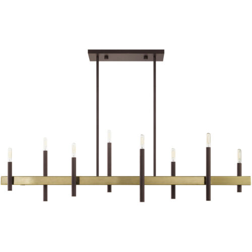 9.25 inch 8 Light Bronze Linear Chandelier with Steel base material-Lighting LumensChandeliers