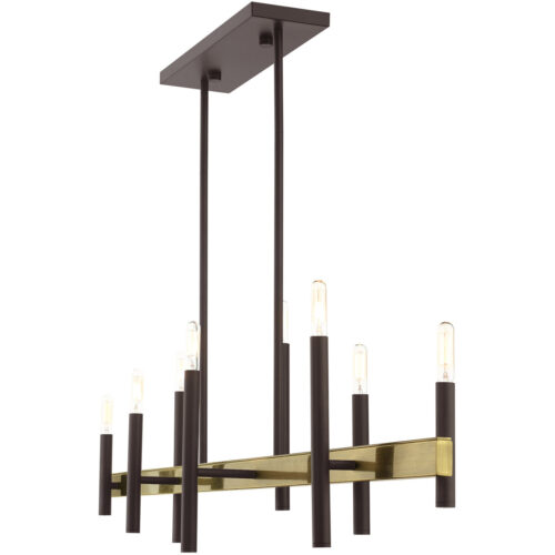 9.25 inch 8 Light Bronze Linear Chandelier with Steel base material-Lighting LumensChandeliers