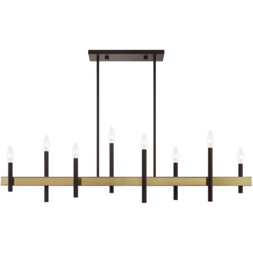 9.25 inch 8 Light Bronze Linear Chandelier with Steel base material-Lighting LumensChandeliers