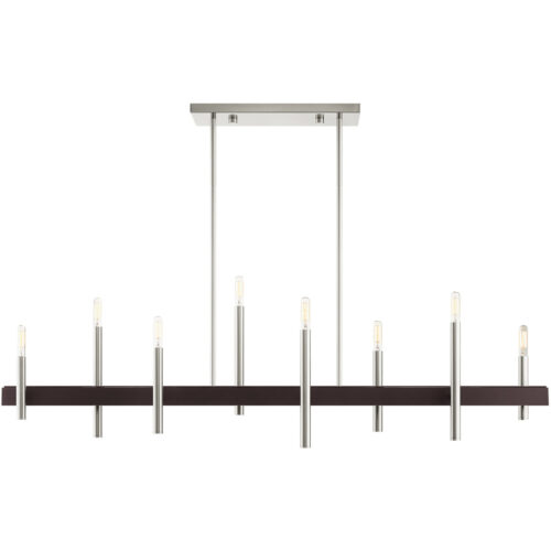 9.25 inch 8 Light Brushed Nickel Linear Chandelier with Steel base material-Lighting LumensChandeliers