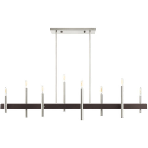 9.25 inch 8 Light Brushed Nickel Linear Chandelier with Steel base material-Lighting LumensChandeliers