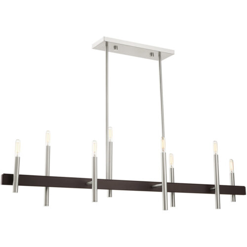 9.25 inch 8 Light Brushed Nickel Linear Chandelier with Steel base material-Lighting LumensChandeliers