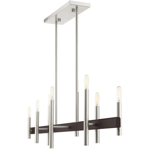 9.25 inch 8 Light Brushed Nickel Linear Chandelier with Steel base material-Lighting LumensChandeliers